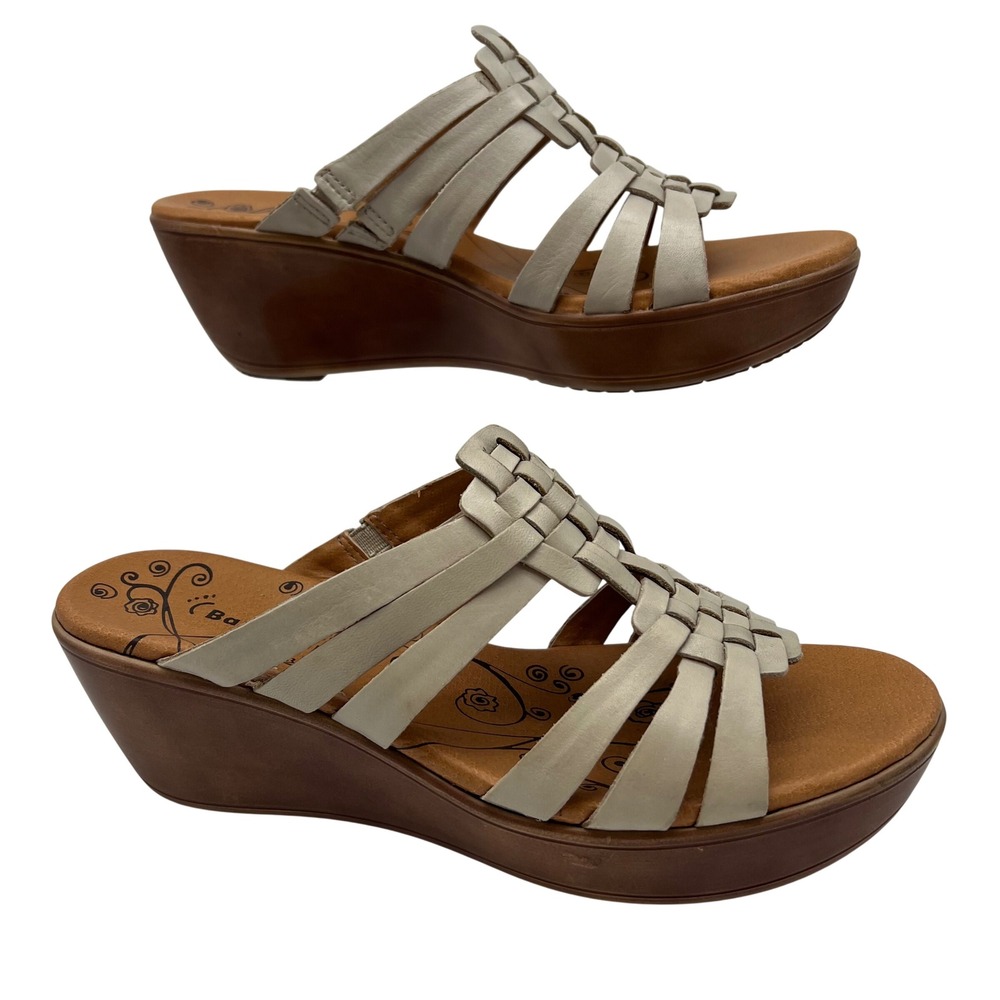 BareTraps Dillian Wedge Sandals Womens 8.5 Sand Woven Strappy Platform Slides